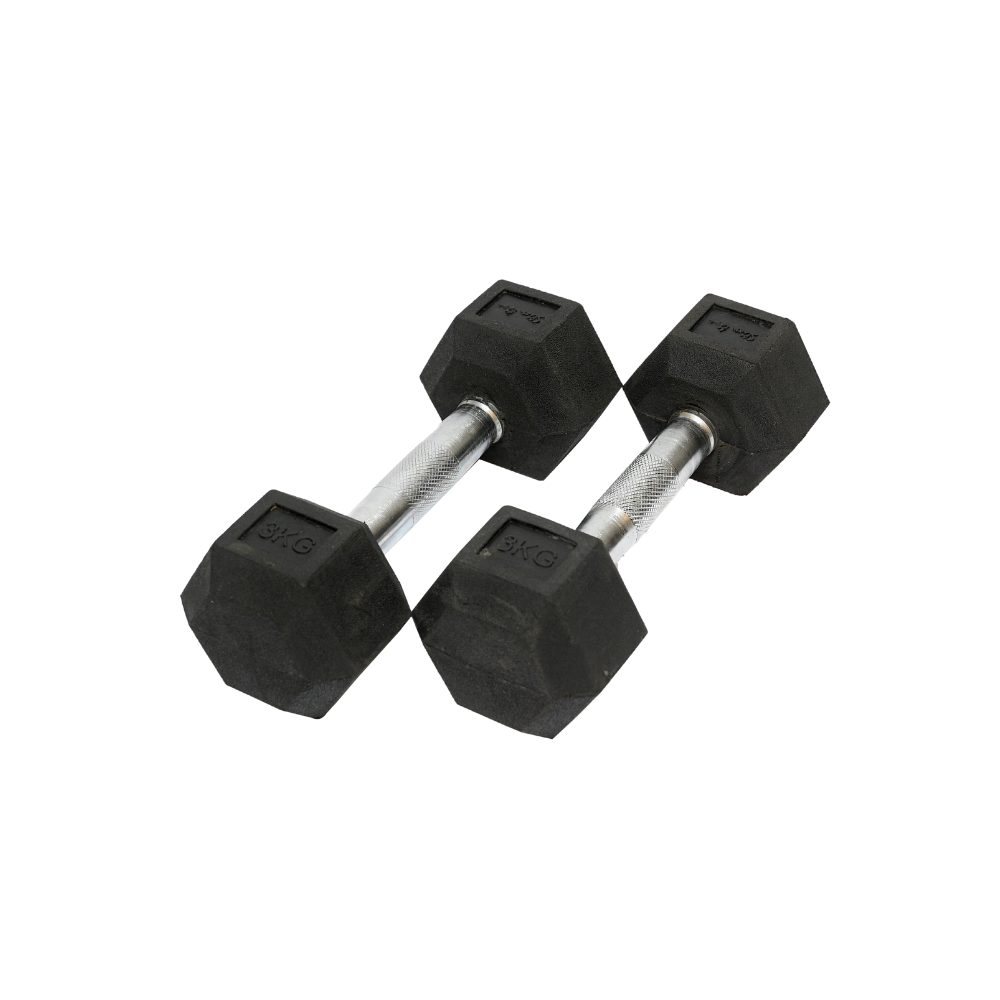 Rubber Coated Hex Dumbbells